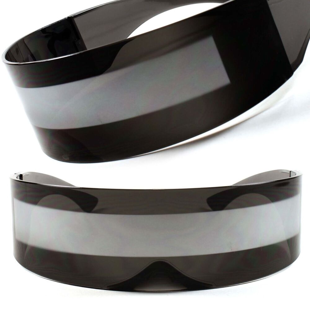 Futuristic Space Robot Costume Anime Cosplay Novelty Black Mirrored Sun Glasses